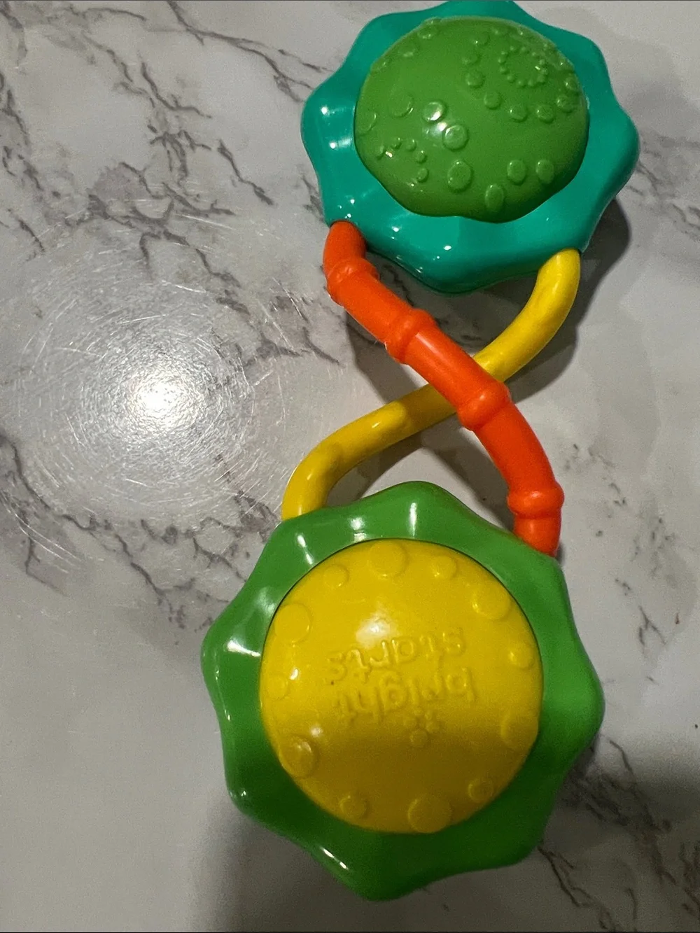 Bright Green & Teal Baby Rattle Toy - Colorful Sensory Shaker